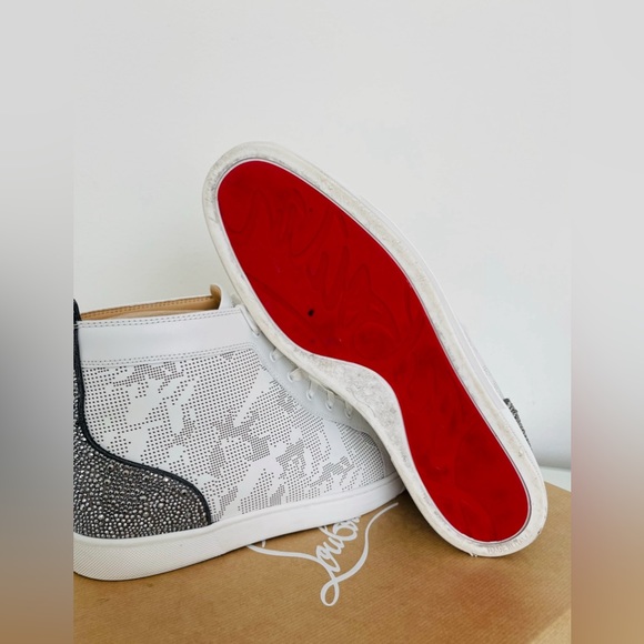 Christian Louboutin Men's White Louis Sp Strass High-top Sneakers 43 1/2 - Picture 15 of 15